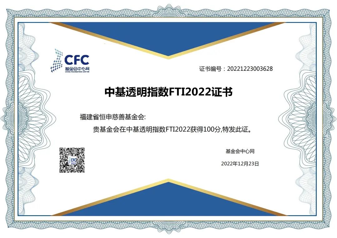  Highsun Foundation Received a Perfect Score in the 2022 CDF Transparency Index 